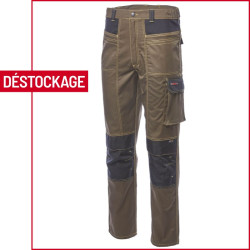 PANTALON POLY/COTON KAKI/NOIR