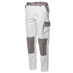 PANTALON COTON/POLY BLANC/GRIS